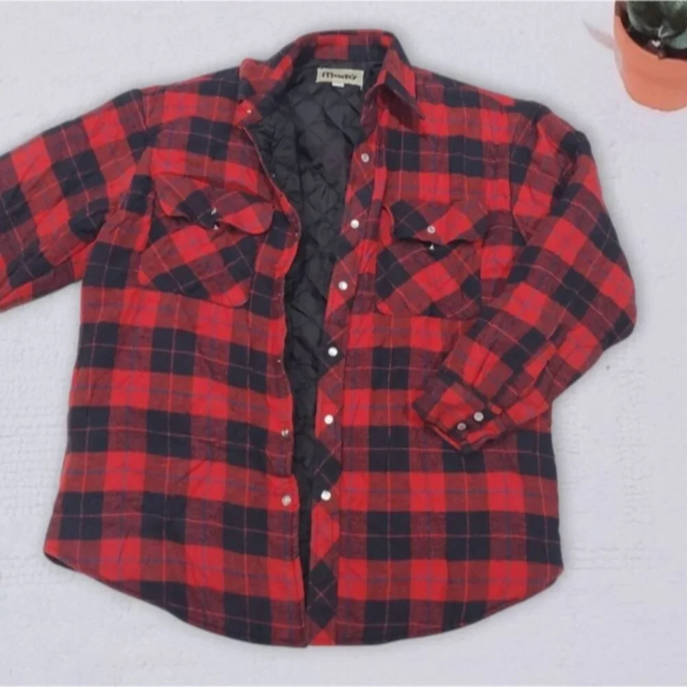 MARK'S Thick Cozy Red Quilted Shirt Jacket - Picture 4 of 14